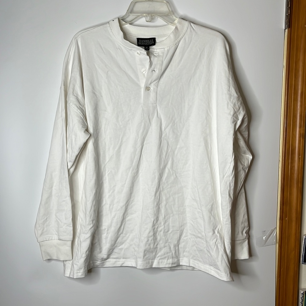 NWT Danielle Bernstein Mens Top Shirt Stretch White M MEDIUM